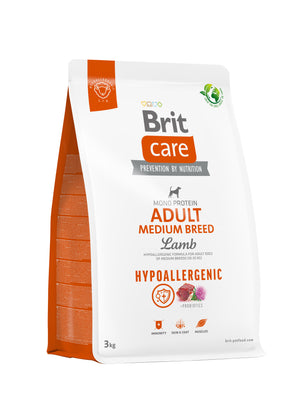 BRIT CARE Hypoallergenic Monoprotein Medium Breed, janjetina i riza, 3kg